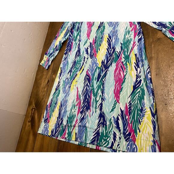 Lilly Pulitzer Dress Womens L Blue Tropical Sophie Light as a Feather UPF 50+ - Picture 5 of 10